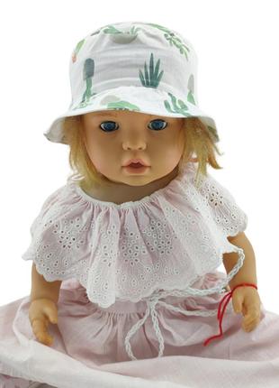 Панама детская 48, 50, 52, 54 размер хлопок для девочки панамка головные уборы белый (пд307)