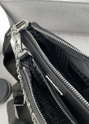 Женская сумка   prada re-nylon pochette black  эко кожа9 фото