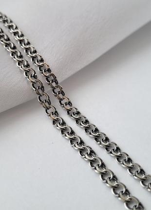 Срібний чорнений ланцюжок ланцюг бісмарк плоский 55 см чорнене срібло 925 проби 1055/1 11.20г