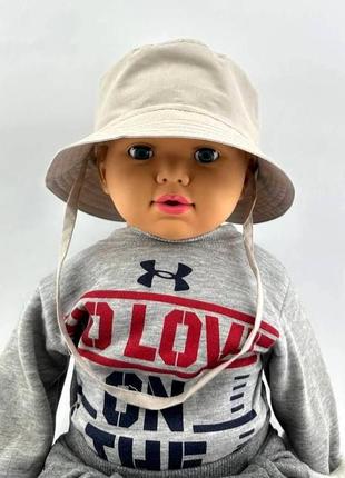 Панама детская 44, 46 размер хлопок для мальчика панамка головные уборы бежевый (пд219)
