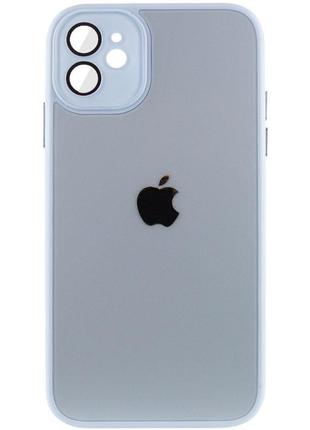 Чохол tpu+glass sapphire midnight для apple iphone 12 (6.1") загартоване скло, блакитний/blue