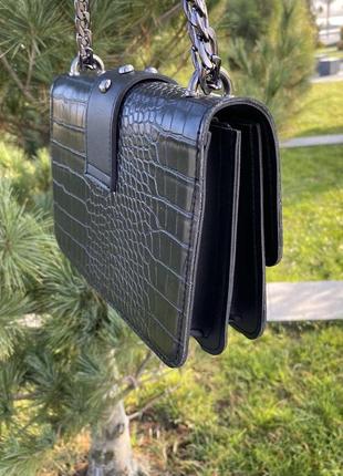Женская мини сумочка клатч под рептилию с птичками, маленькая сумка на цепочке с птицами пинко3 фото