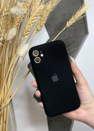Чехол silicone case для iphone 11 с закрытым низом / чохол для айфон 11 силикон кейс черный