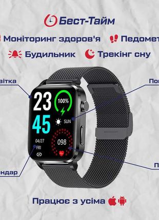Смарт-часы uwatch smart f100 black, пульсометр, тонометр, оксиметр device clock5 фото