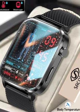 Смарт-часы uwatch smart f100 black, пульсометр, тонометр, оксиметр device clock8 фото