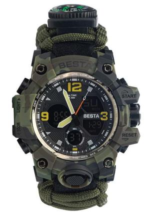 Спортивные часы besta life pro khaki, мужские, с компасом, тактические, водонепроницаемые d c