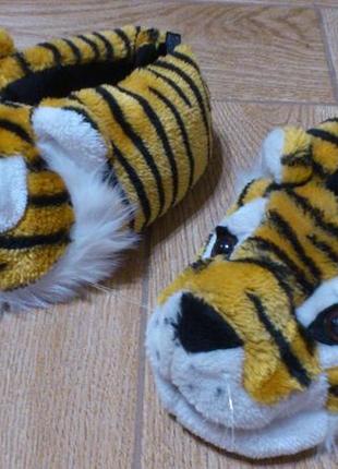 Тапочки женские зимние комнатные мордочка тигра тигровые🐯капці жіночі кімнатні slippers2 фото