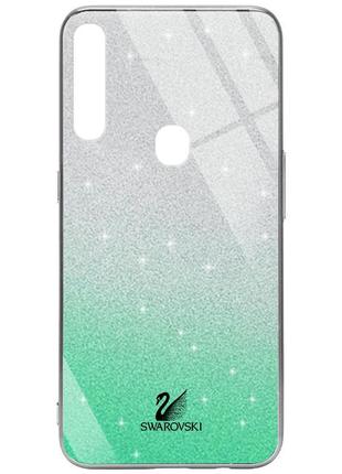 Tpu+glass чохол swarovski для oppo a31 cтекло, бірюзовий