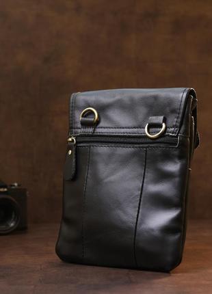 Кожаная небольшая мужская сумка через плечо vintage 20467 черный8 фото