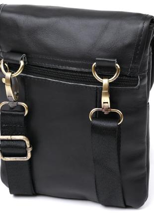 Кожаная небольшая мужская сумка через плечо vintage 20467 черный2 фото