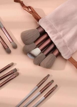 Набір 13 шт м'яких кісточок для макіяжу з мешочком  (бежевих)