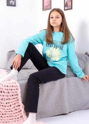 Легка піжама бавовняна для дівчаток підлітків, підліткова піжама, комплект домашній3 фото