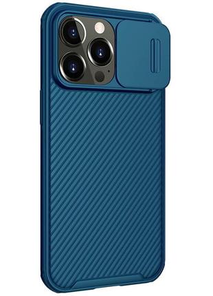 Карбонова накладка nillkin camshield pro magnetic для apple iphone 13 pro (6.1") синій5 фото