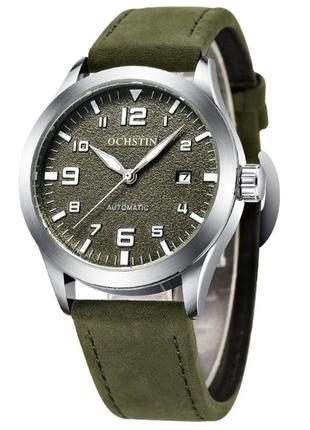 Механические часы ochstin military, мужские часы, с кожаным ремешком, device clock2 фото
