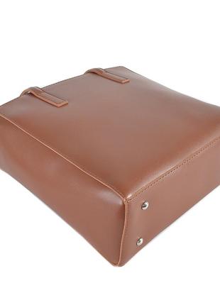 Классическая вместительная женская сумка каркасная большая качественная в стиле "tote bag"  цвет беж тауп6 фото