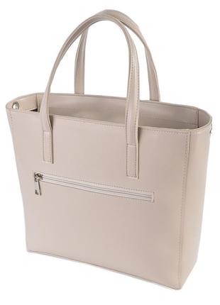 Классическая вместительная женская сумка каркасная большая качественная в стиле "tote bag"  цвет беж тауп2 фото