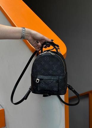 Рюкзак под бренд louis vuitton palm springs backpack mini dark blue женский черный8 фото