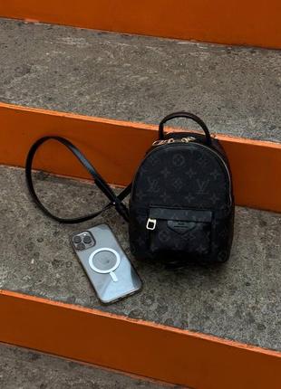 Рюкзак под бренд louis vuitton palm springs backpack mini dark blue женский черный6 фото