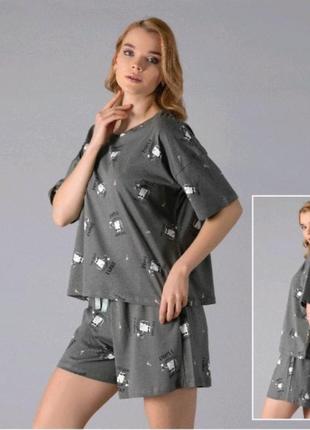 Женская пижама с шортами оверсайз1 фото