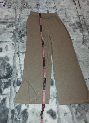 Стильні широкі штани палацо з розрізами по боках, вязані коричневі штани2 фото
