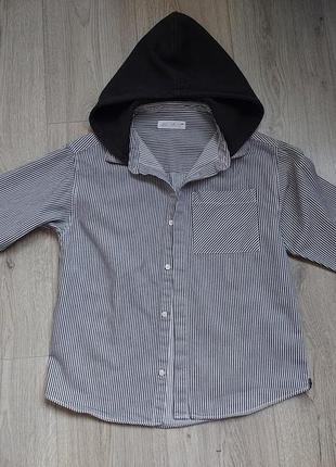 Коттоновая рубашка zara с капюшоном 134-140 см