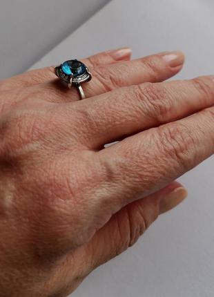 Кольцо серебро топаз серебряное кольцо серебро 925 голубой камень топаз блакитний камінь2 фото