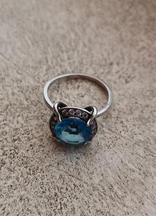 Кольцо серебро топаз серебряное кольцо серебро 925 голубой камень топаз блакитний камінь8 фото