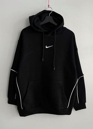 Худи оверсайз на флисе черная оверсайз худи на флисе nike