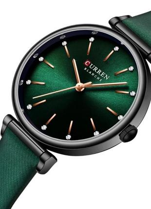 Женские часы curren grass, зеленый ремешок, кварцевый механизм, минеральное стекло, device clock2 фото