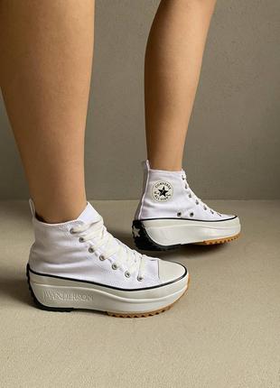 Жіночі високі білі кеди в стилі converse run star 🆕 високі кросівки конверс1 фото