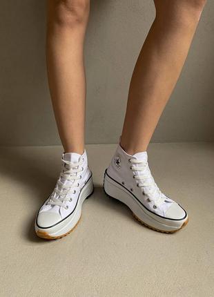 Жіночі високі білі кеди в стилі converse run star 🆕 високі кросівки конверс8 фото