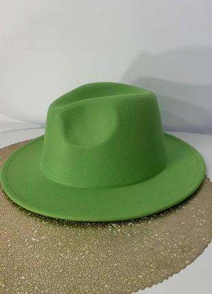 Шляпа федора унисекс с устойчивыми полями салатовый дефект2 фото