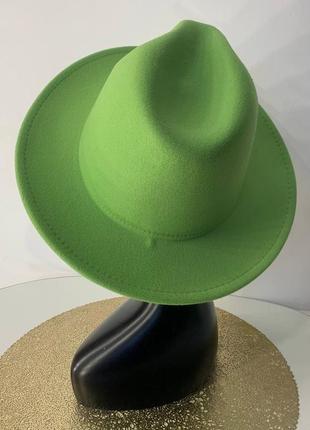 Шляпа федора унисекс с устойчивыми полями салатовый дефект9 фото