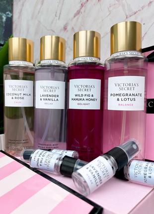 Сет 4 спрея по 10 мл victoria’s secret pomegranate lotus coconut milk rose wild fig manuka lavender