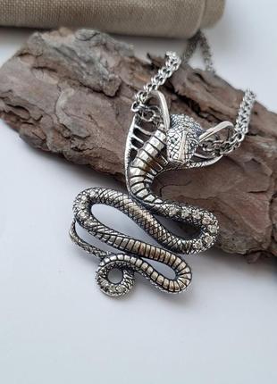 Срібна підвіска кулон кобра царівна чорнене срібло 925 проби 3640ч 18.20г7 фото