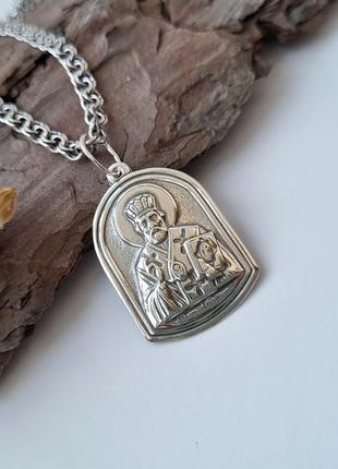 Серебряная ладанка икона св. николай серебро 925 пробы черненное 3067ч 1.80г