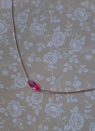 Нежный лаконичный чокер ожерел ланцюж бижутер золот бусина розов тренд украшен на шею