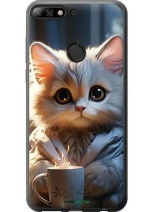 Чехол на huawei y7 prime 2018 white cat "5646u-1509-2448"