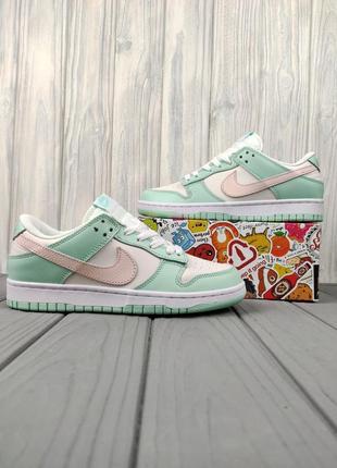 Nike sb dunk low white mint pink4 фото