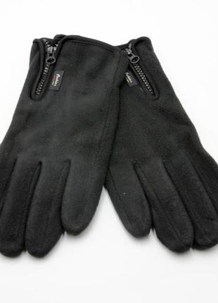 Чоловічі рукавички із замком, чорні сенсорні рукавички фліс, чорні рукавички
