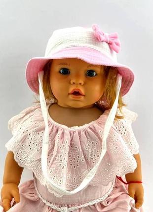 Панама детская 44 размер хлопок для мальчика панамка головные уборы розовый (пд227)