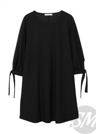 Бомбезное чёрное платье zara с завязками на рукавах2 фото