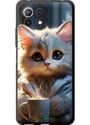 Чехол на xiaomi mi 11 lite white cat "5646b-2281-2448"