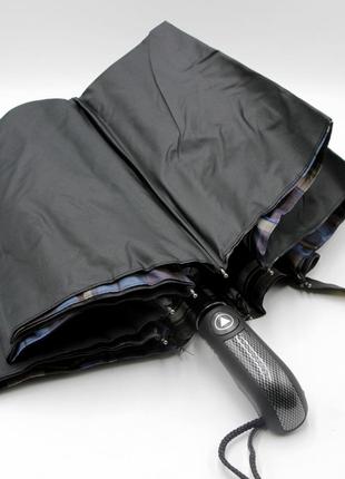 Женский/мужской зонт антивитер, зонт двойная ткань середина сине-коричневых клеток, полуавтомат 9 шпиц4 фото