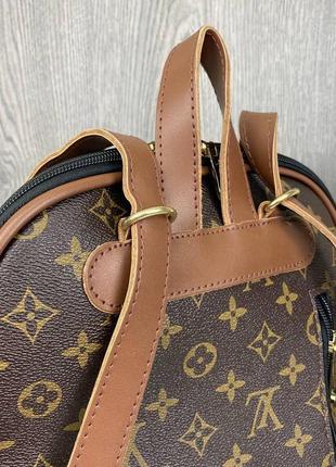 Качественный женский городской рюкзак сумка трансформер стиль луи витон коричневый, сумка-рюкзак для девушек5 фото