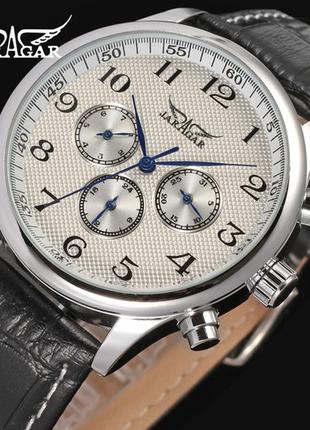 Механічний годинник jaragar elite white, чоловічі, дата і день тижня, автозавод, d c9 фото