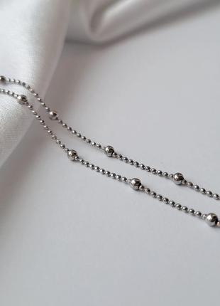 Женская серебряная цепочка серебро 925 пробы размер 50 см жемчужное плетение колье с шариками 2.38г kuklik33 фото