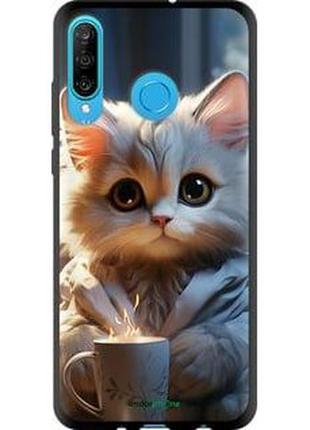 Чохол на huawei p30 lite білий кіт "5646b-1651-2448"