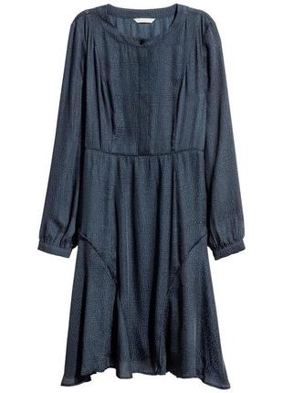 Темно синє жакардове плаття сукня міді5 фото