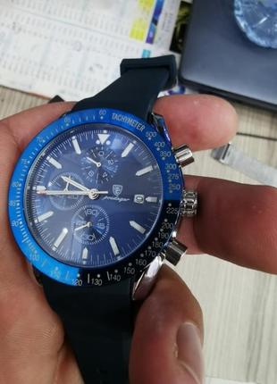 Мужские наручные часы классические. кварцевые мужские часы стрелочные, синий корпус4 фото